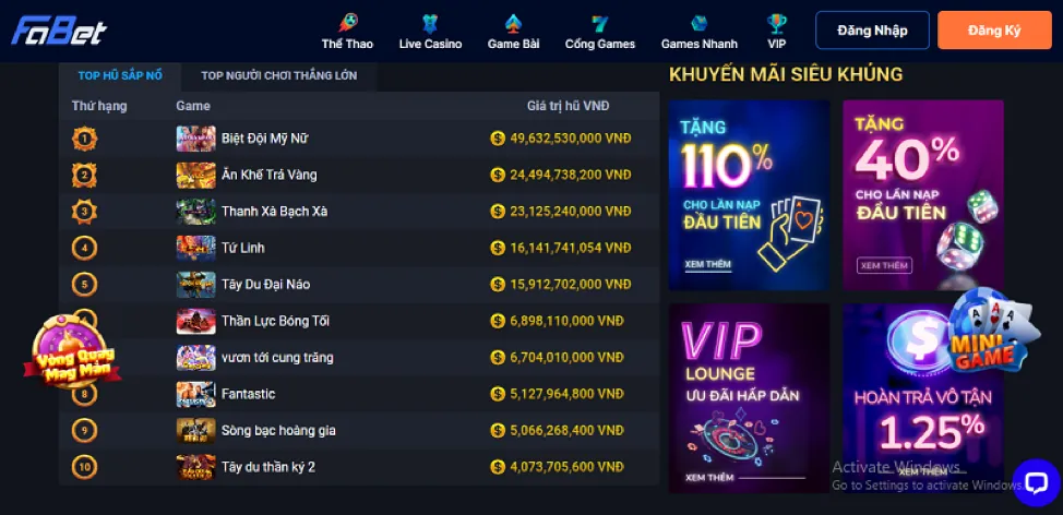 Bảng tỷ lệ kèo cược đá gà đa dạng trên giao diện 1888BET